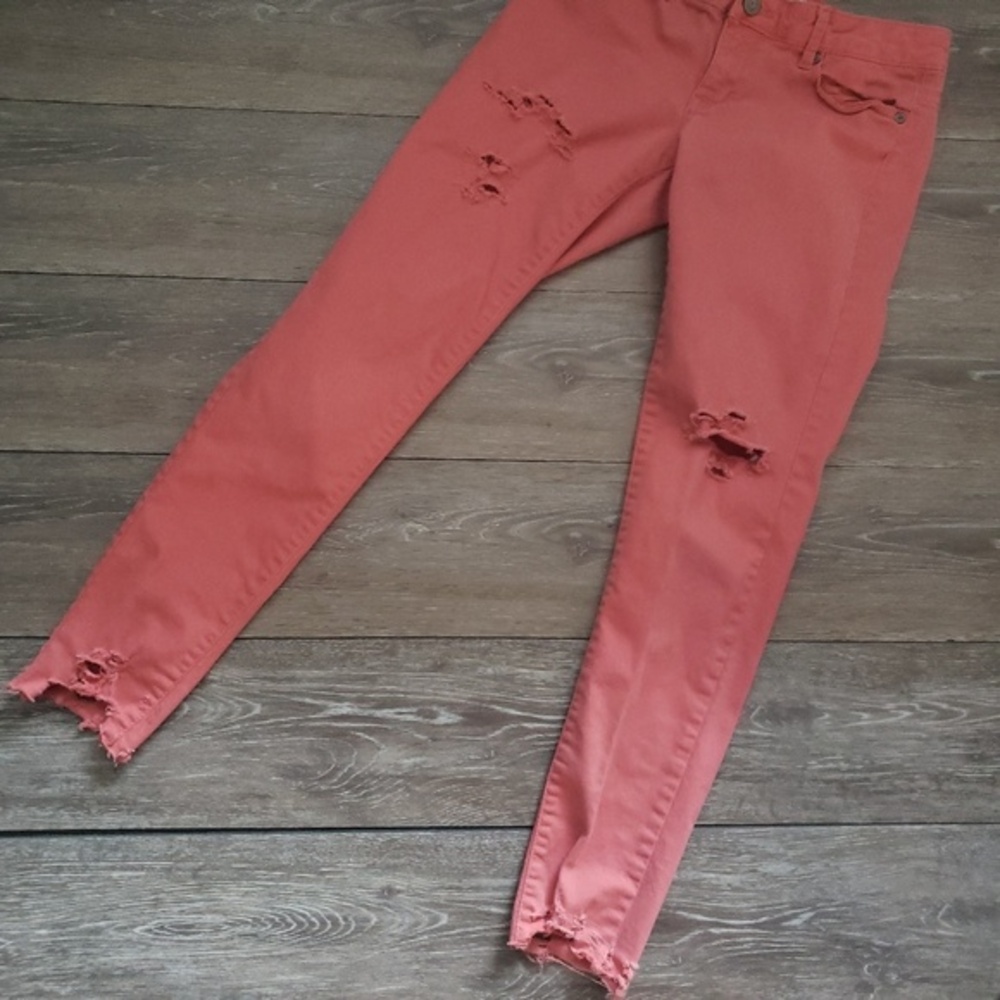 Aeropostale salmon leggings distressed size‎ 3/4